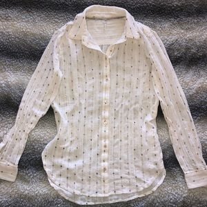 Anthropologie White Button Up With Sequin Detail!
